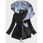 Dámska jarná bunda s ozdobnou kapucňou čierno-strieborná (YR2022)
