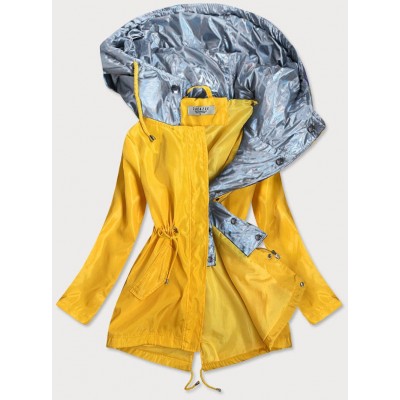 Dámska jarná bunda s ozdobnou kapucňou žlto-strieborná  (YR2022)