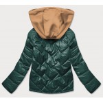 Dámska jarná bunda s kapucňou zeleno-karamelová (BH2003)