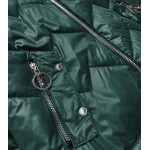 Dámska jarná bunda s kapucňou zeleno-karamelová (BH2003)