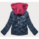 Dámska jarná bunda s kapucňou modro-ružová (BH2003)