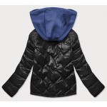 Dámska jarná bunda s kapucňou čierno-modra  (BH2003)