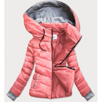 Dámska zimná bunda s kapucňou ružová (717ART)