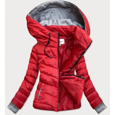 Dámska zimná bunda s kapucňou červená (717ART)