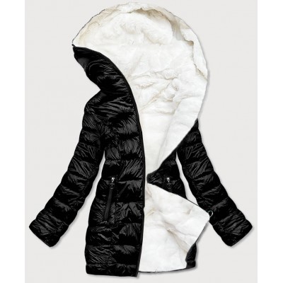 Dámska obojstranná zimná bunda čierno-biela  (B9582-1026)