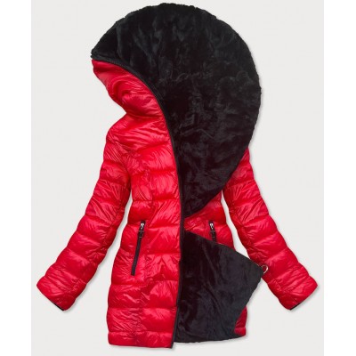 Dámska obojstranná zimná bunda červeno-čierna  (B9582-401)