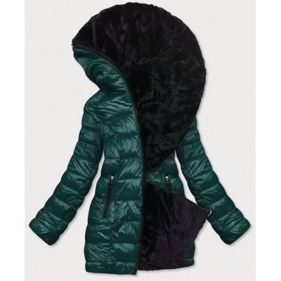 Dámska obojstranná zimná bunda zeleno-čierna (B9582-1001)