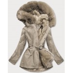 Dámska zimná bunda s odopínateľnou teplou podšívkou béžová (B2717-46)