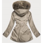 Dámska zimná bunda s odopínateľnou teplou podšívkou béžová (B2717-46)