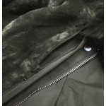 Dámska zimná bunda s odopínateľnou teplou podšívkou khaki (B2717-11)