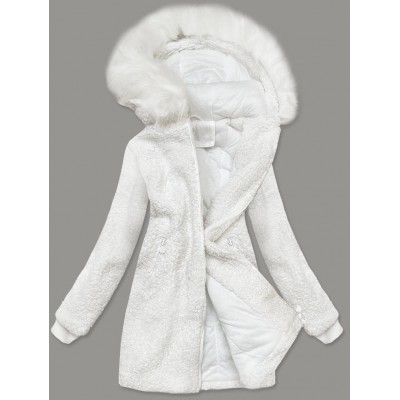 Dámska bunda s kapucňou  biela  (H-1030-82)