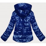 Metalická dámska jesenná bunda modrá (W708)