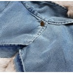 Dámska jeansová bunda s kožušinou modro-béžová  (BR9585-50046)