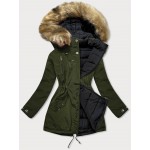 Obojstranná zimná bunda khaki-čierna  (W557-1BIG)