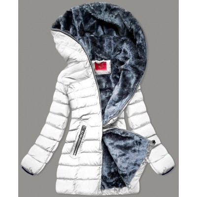 Prešívaná dámska zimná bunda biela (M-133)