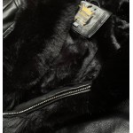 Dámska koženková kožušinová bunda čierna  (5530)