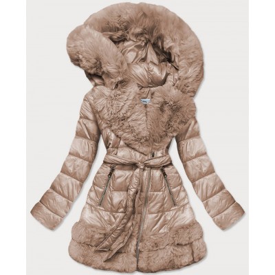 Prešívaná dámska zimná bunda béžová  (FM16-3)