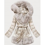 Prešívaná dámska zimná bunda ecru  (FM16-01)