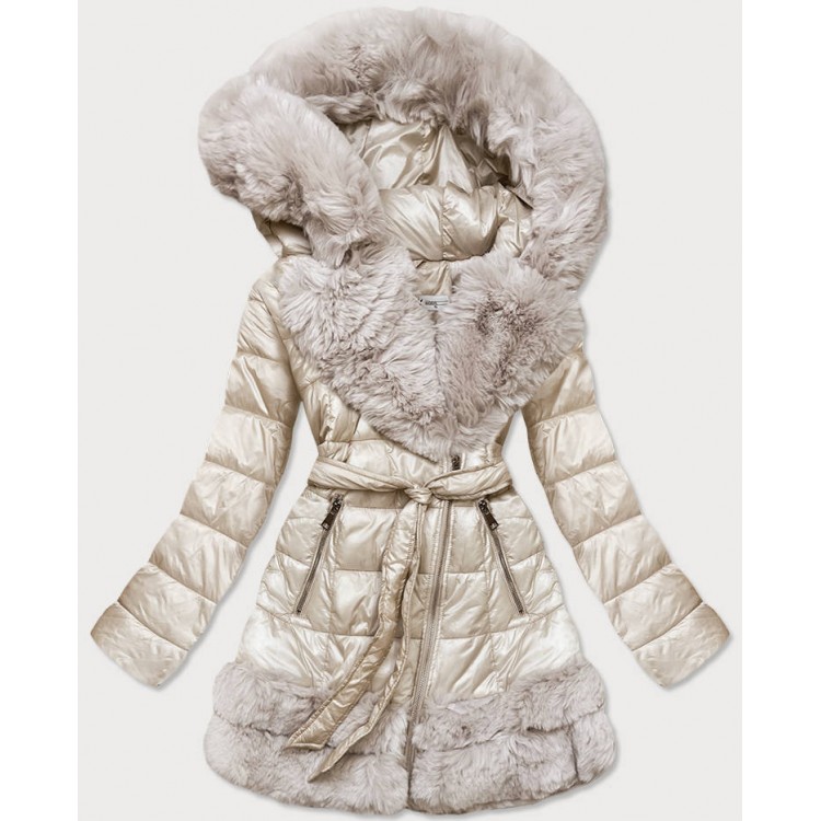 Prešívaná dámska zimná bunda ecru  (FM16-01)