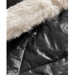 Dlhá dámska zimná bunda čierna-ecru  (772)