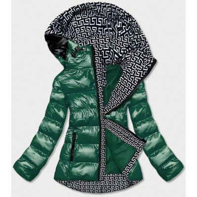 Dámska metalická zimná bunda s kapucňou zelená  (XW808X)