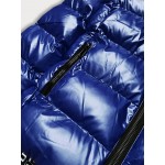 Dámska metalická zimná bunda s kapucňou modrá (XW808X)