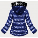 Dámska metalická zimná bunda s kapucňou modrá (XW808X)