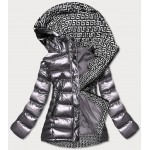 Dámska prešívaná zimná bunda s kapucňou šedá  (XW817X)