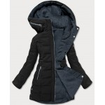 Teplá obojstranná zimná bunda čierno-tmavošedá  (M-21315)