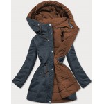 Teplá obojstranná zimná bunda karamelovo-tmavošedá  (M-21315)