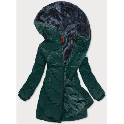 Dámska zimná bunda s kapucňou zelená (M-21306)