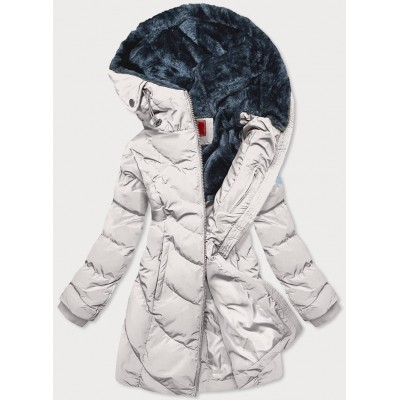 Dámska zimná bunda s kapucňou béžová (M-21306)
