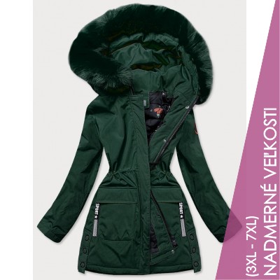 Dámska zimná bunda s ozdobnou podšívkou zelená (R9577)