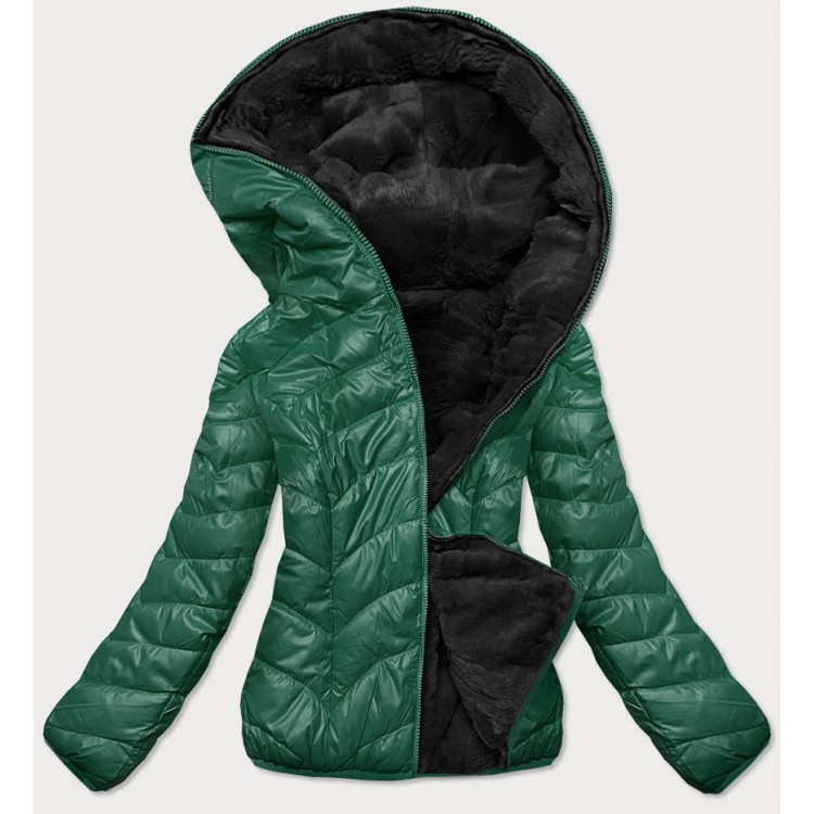 Dámska obojstranná zimná bunda zelená (M832A)