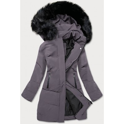 Dámska zimná bunda s kapucňou tmavošedá (23071-4)