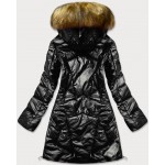 Lesklá dámska zimná bunda čierna (M-21008)