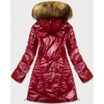 Lesklá dámska zimná bunda červená  (M-21008)