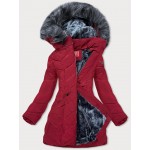 Dámska zimná bunda s kapucňou červená (M-21308)