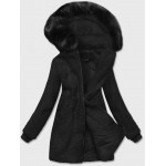 Dámska bunda s kapucňou bordová  čierna  (H-1030-01)