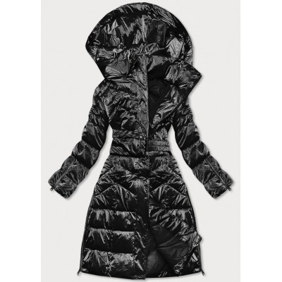 Lesklá dámska zimná bunda čierna  (775)