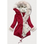 Dámska zimná bunda s kožušinou červená  (WM888)