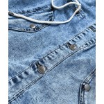 Dlhá dámska jeansová bunda modrá  (POP7010-K)