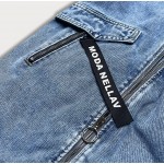 Voľná dámska jeansová bunda modrá  (POP7030-K)