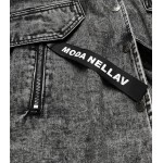 Voľná dámska jeansová bunda čierna  (POP7017-K)