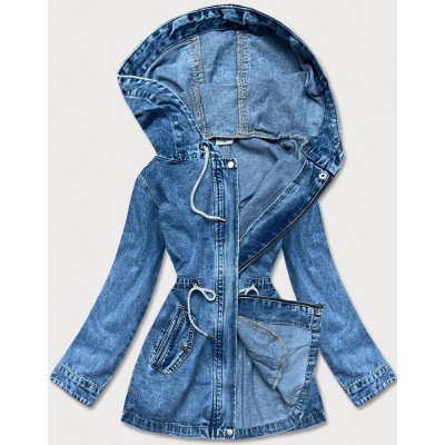 Voľná dámska jeansová bunda modrá  (POP5996-K)