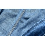 Voľná dámska jeansová bunda modrá  (POP5996-K)