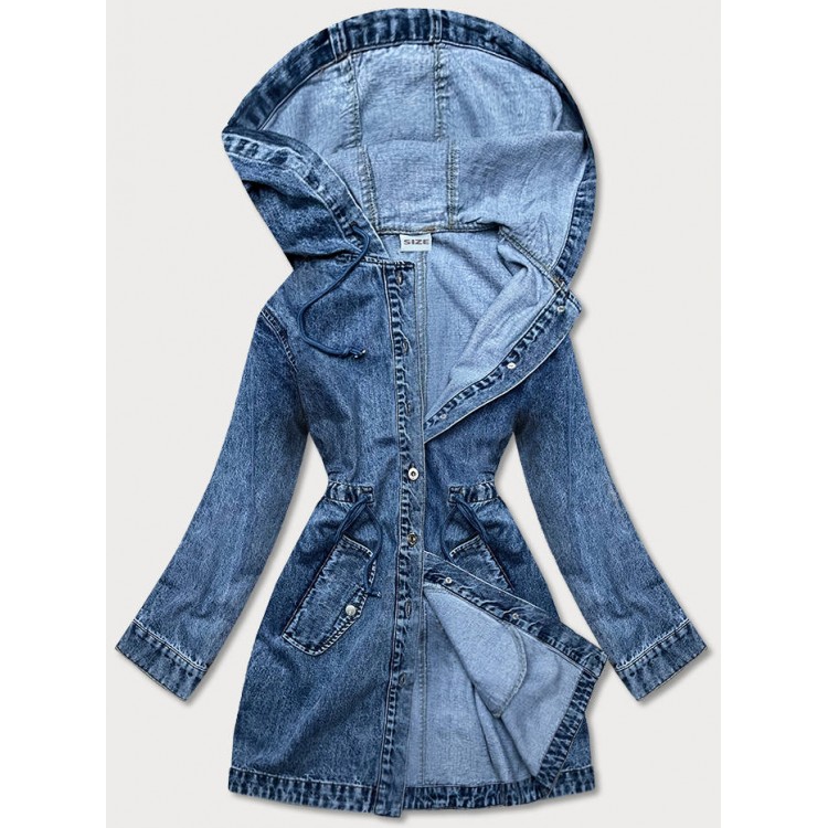 Dámska jeansová bunda s kapucňou modrá (POP5953-K)