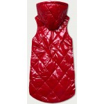 Dámska lesklá vesta s kapucňou červená (7005BIG)