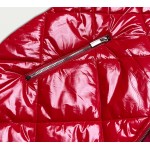 Dámska lesklá vesta s kapucňou červená (7005BIG)