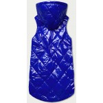 Dámska lesklá vesta s kapucňou modrá  (7005BIG)